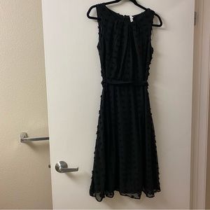 NWT NY Collection | Black Swiss Dot Fit & Flare Waist Tie Mini Dress, M